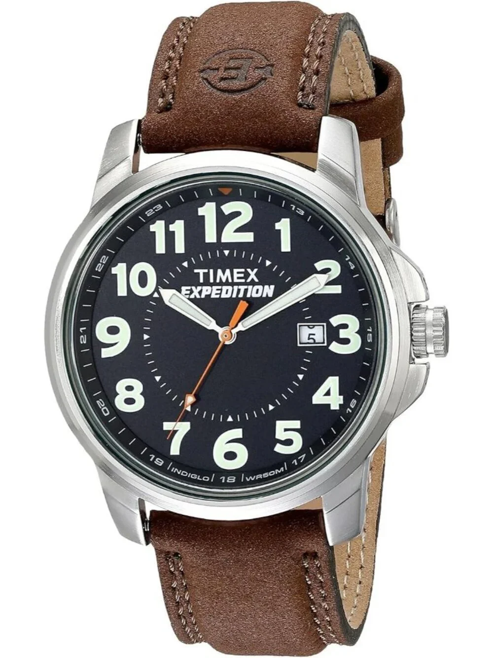 Men's Brown Black Expedition Metal Field Water Resistance Rugged Outdoor Watch